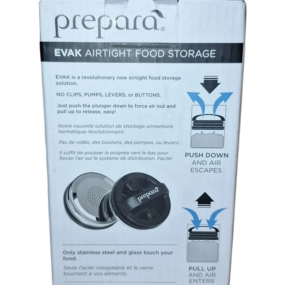 Prepara Evak Airtight Glass Food Storage Canister 24oz Black Soft Touch Handle